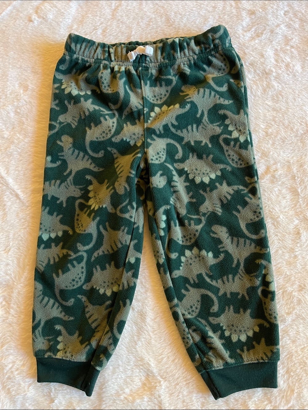 Carters Kids Green Dinosaur Fleece Joggers Pants SZ 24 months